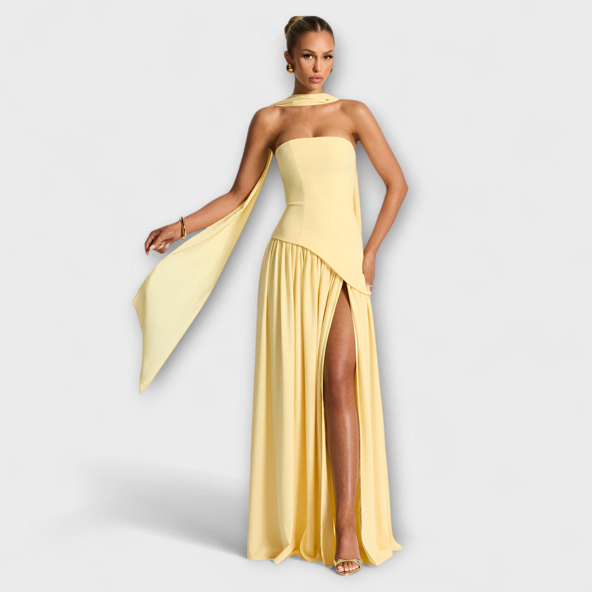 Tessa - Robe Longue Jaune à Fente