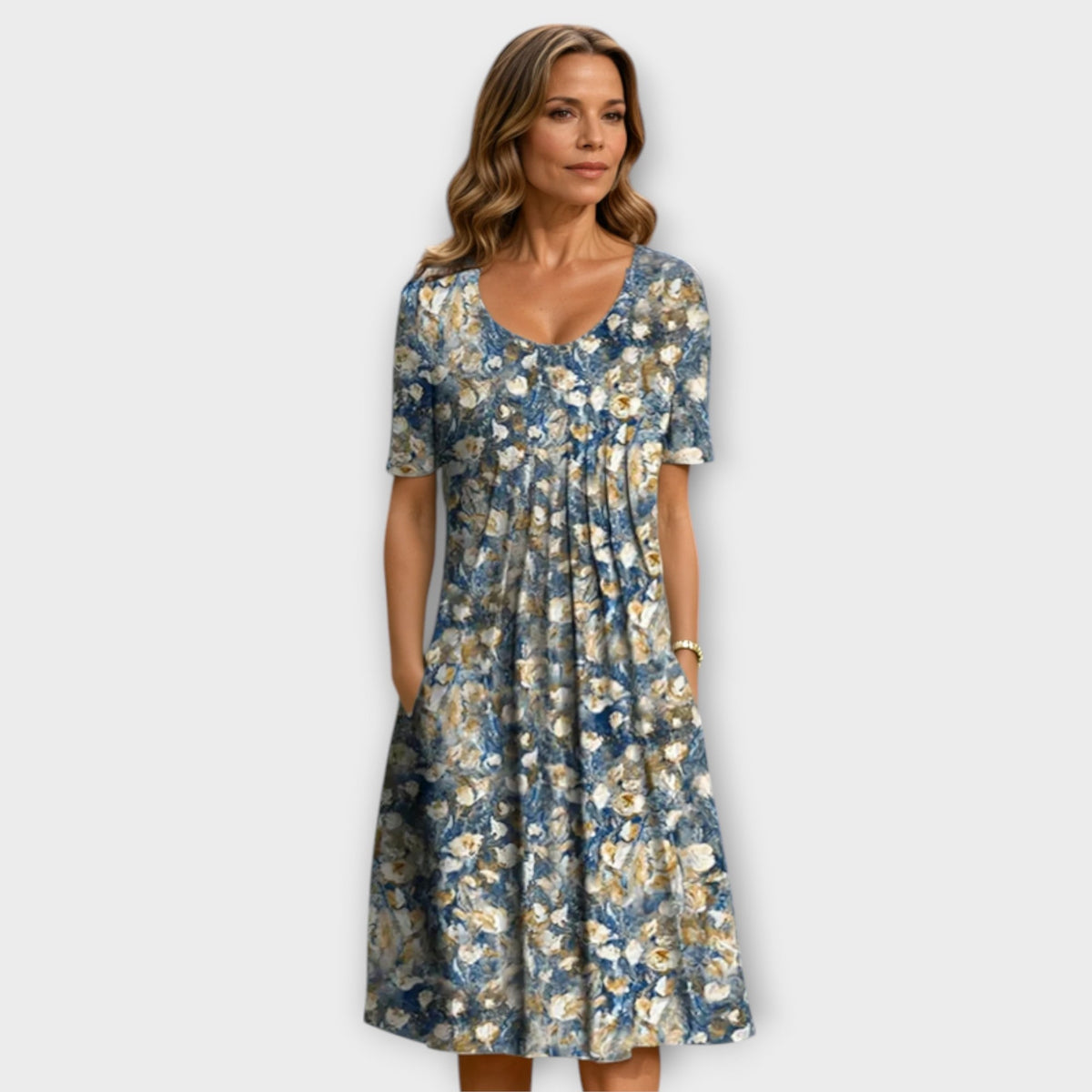 Candice - Robe Blanche à Petites Fleurs Éparses