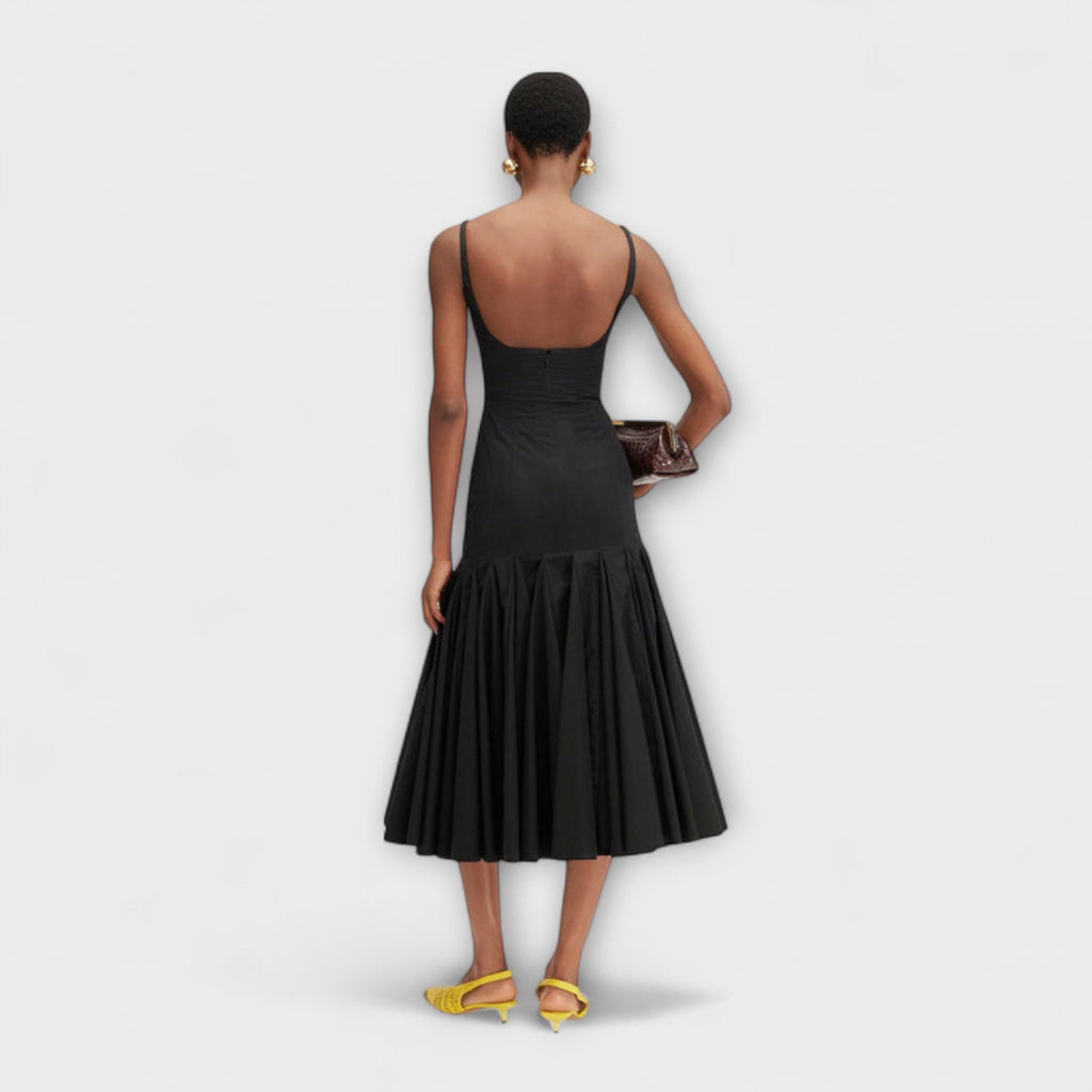Cassie - Robe Midi Noire Style Agave