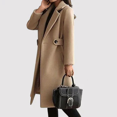 Clara - Manteau Beige à Ceinture