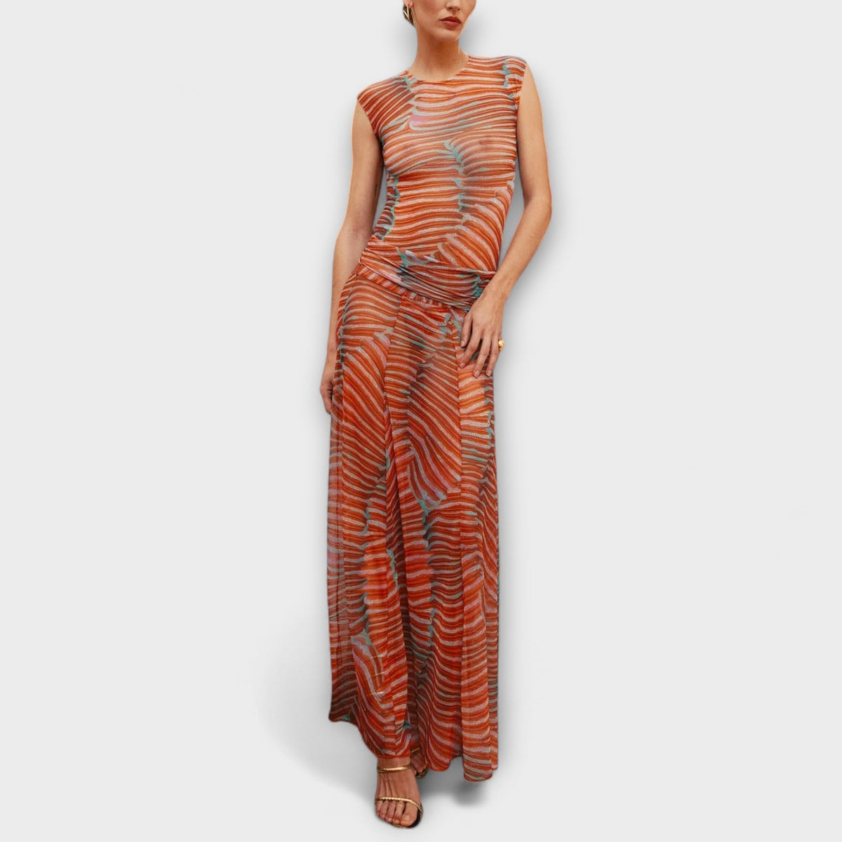 Phoenix - Ensemble Orange à Motif Vagues