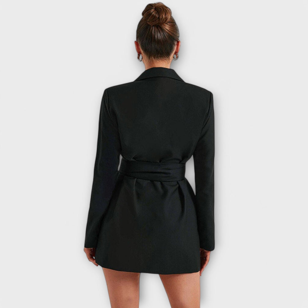 Robe Blazer Noire à Col V