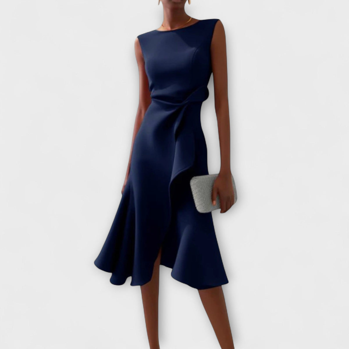 Juliette - Robe Midi Asymétrique Drapée Rouille