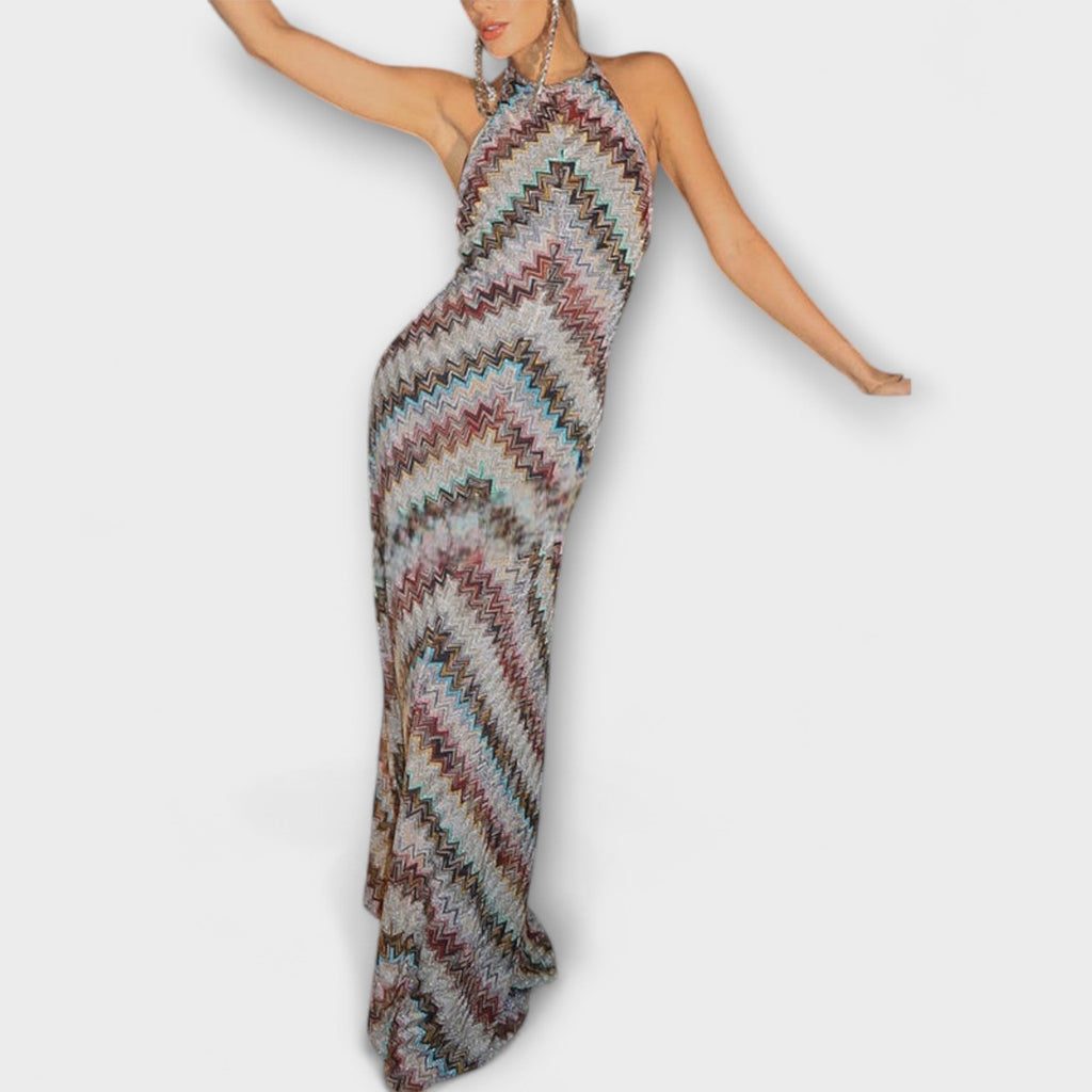 Reese - Robe Tricotée à Motif Chevrons Coloré