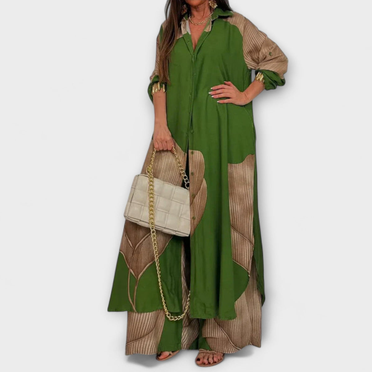 Moriel - Ensemble Crème avec Long Cardigan