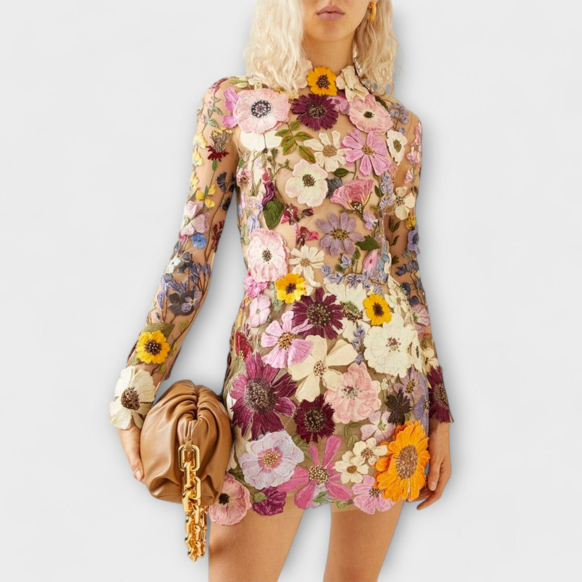 Dolores - Robe à Motif Floral 3D
