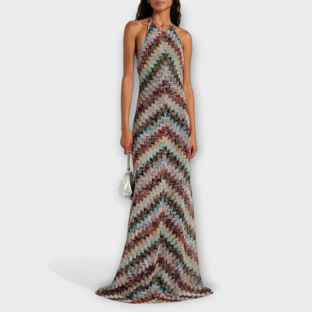 Reese - Robe Tricotée à Motif Chevrons Coloré