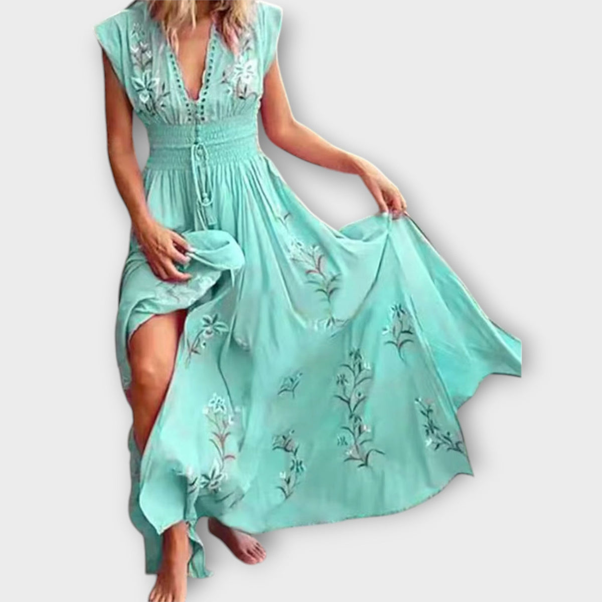 Felizia - Robe Bohème Rose Brodée