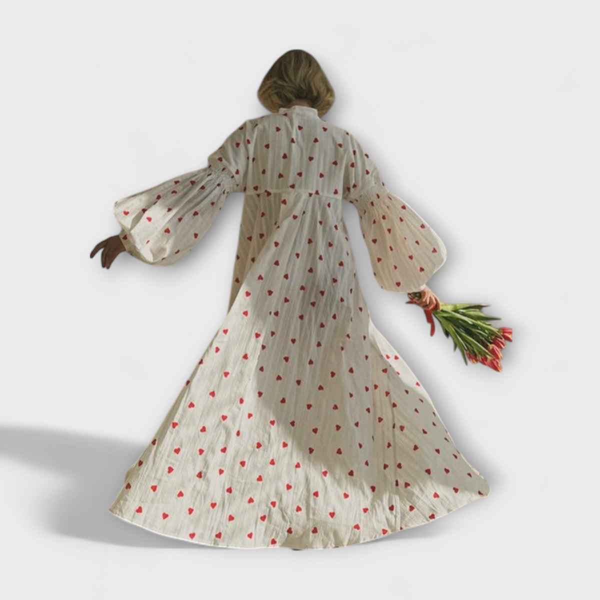 Ella - Robe Blanche à Pois Rouges