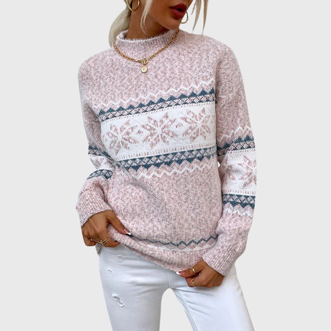 Kielo | Pull Vintage Bleu Clair à Motif Norvégien