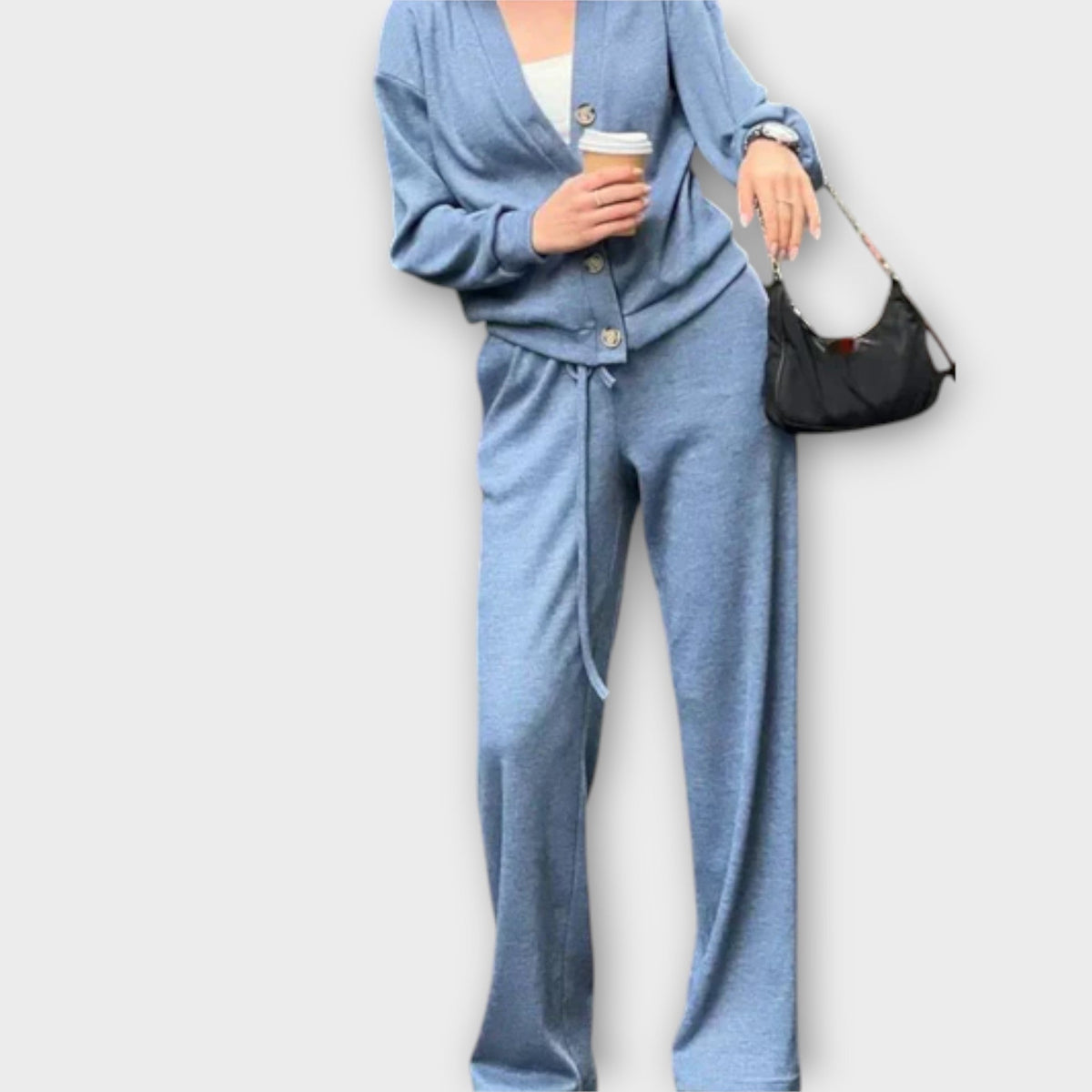 Chantal - Ensemble Noir avec Cardigan et Pantalon