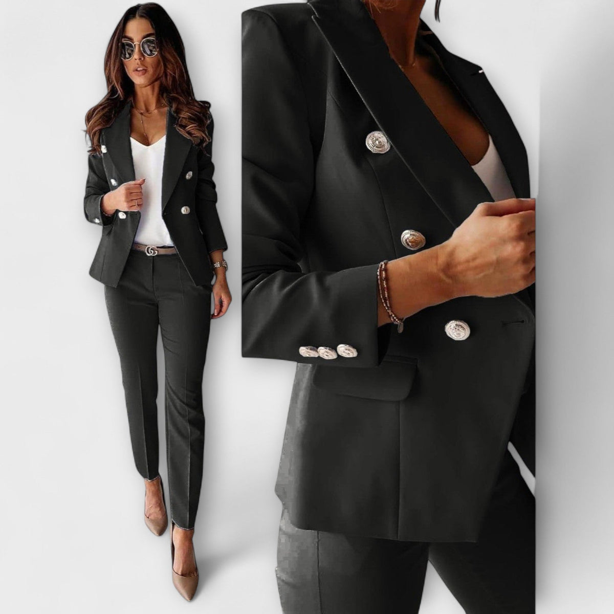 Jaya - Tailleur Noir avec Blazer et Pantalon