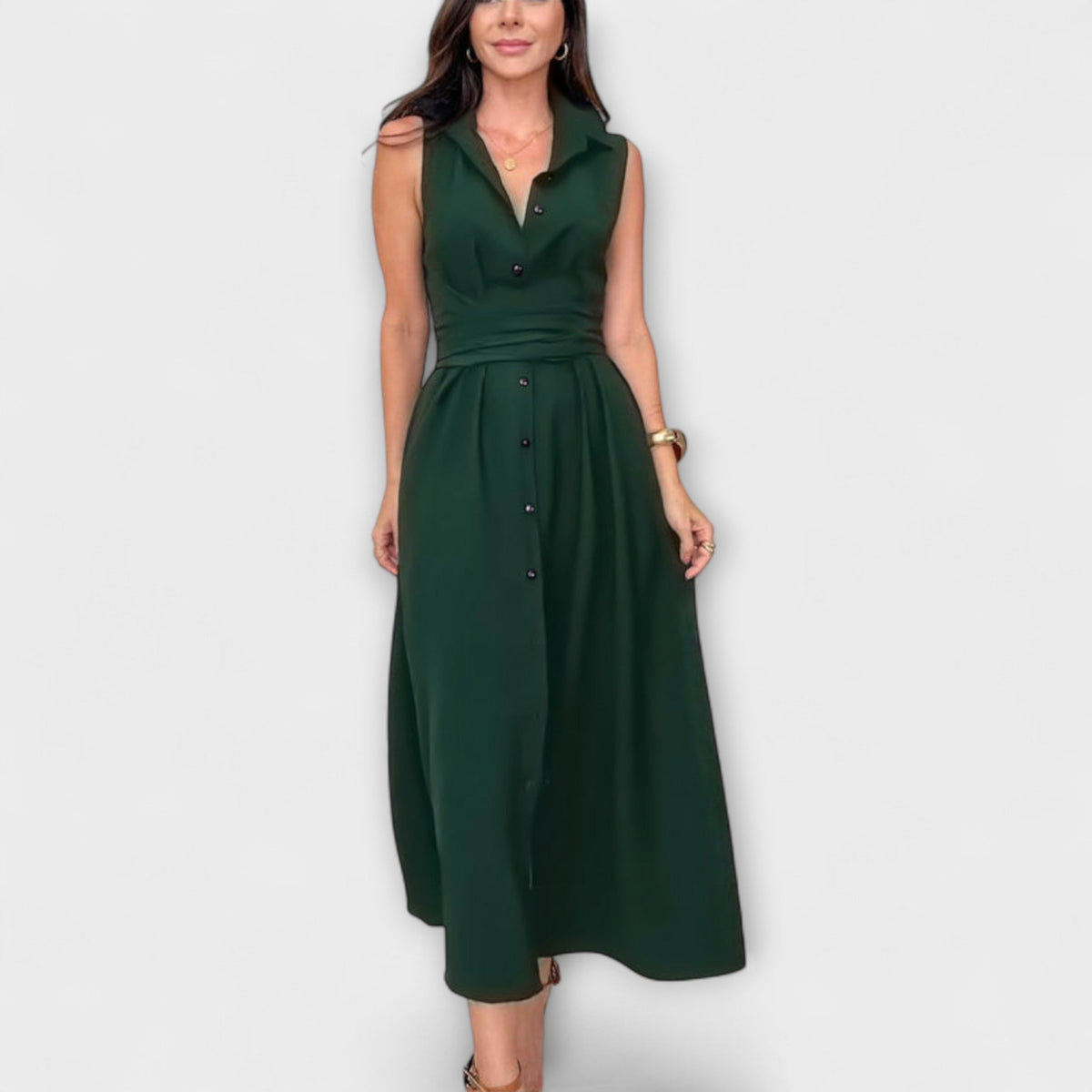 Mira - Robe Midi Bleu Foncé à Nouer