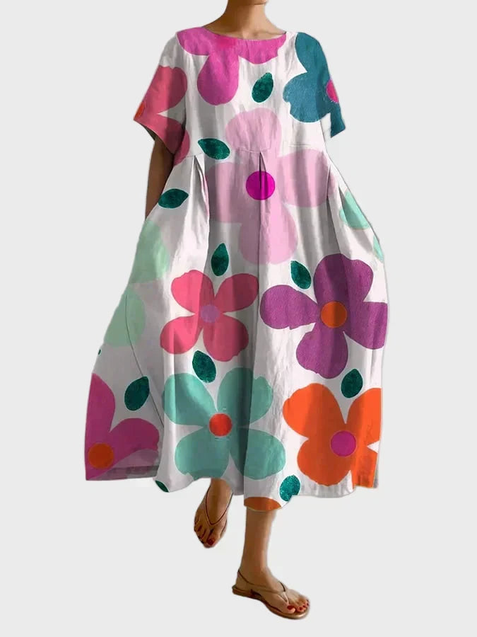 Robe Vert Citron à Motif Floral