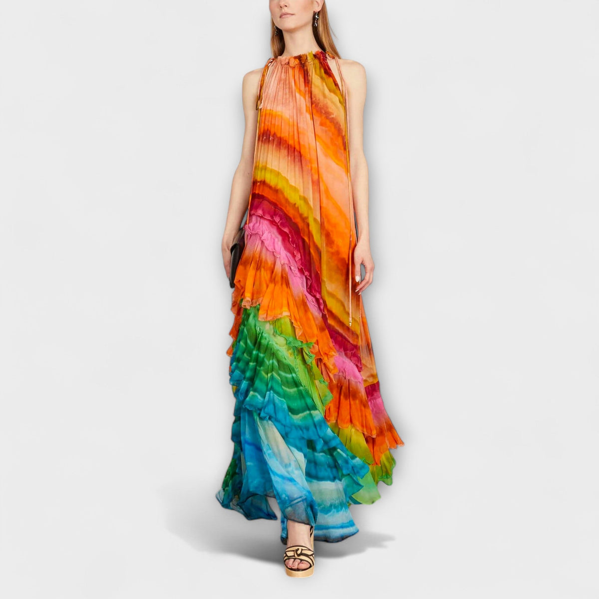 Iris - Robe Longue à Volants Multicolore