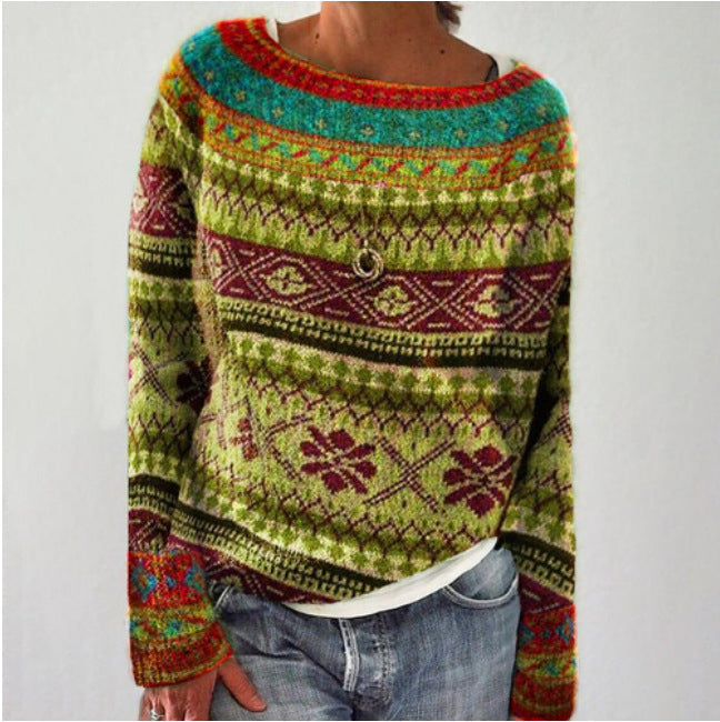 Veronika - Pull Douillet Bleu Pétrole à Motif Sapin