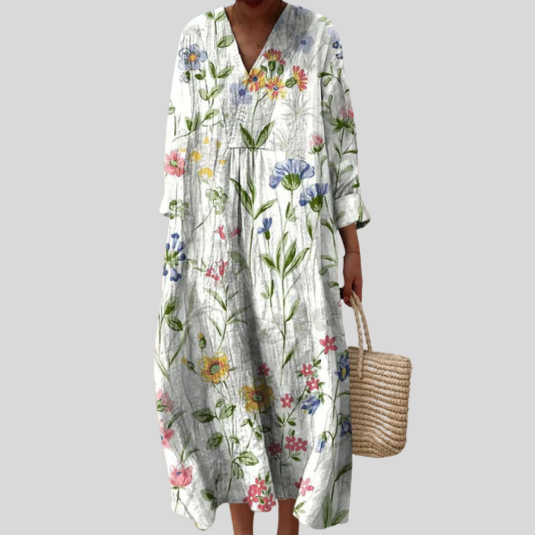 Robe Blanche à Imprimé Fleurs Sauvages