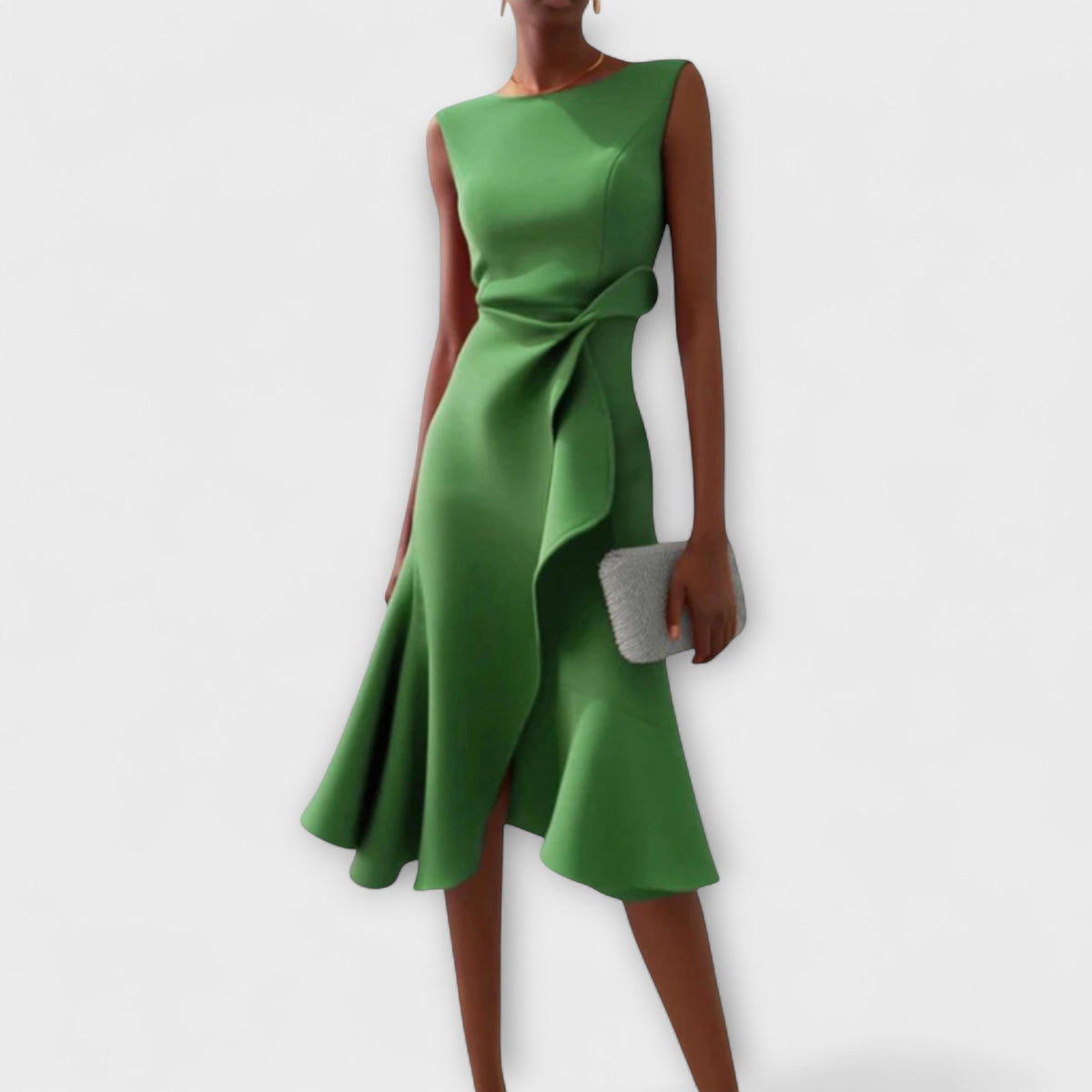 Juliette - Robe Midi Asymétrique Drapée Rouille