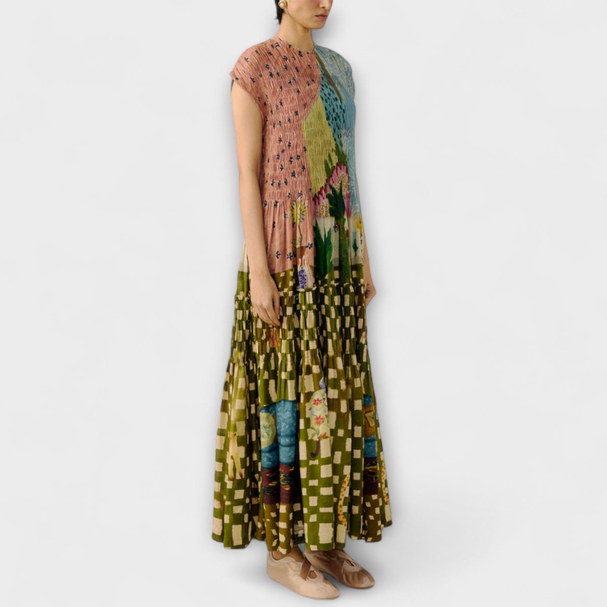 Amara - Robe Longue Plissée à Imprimé Animal