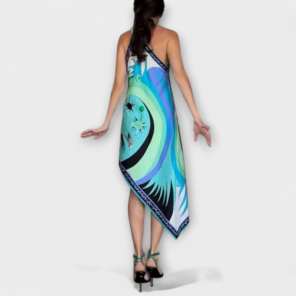Esme - Robe Midi en Satin Imprimé à Ourlet Asymétrique