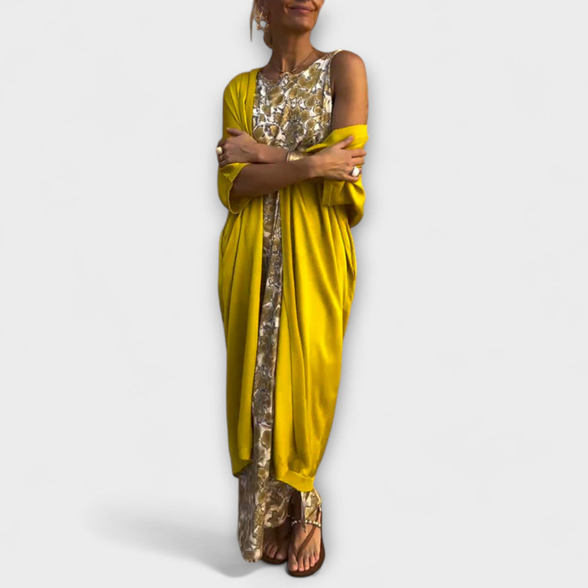 Viviana - Ensemble Élégant Pailleté Jaune