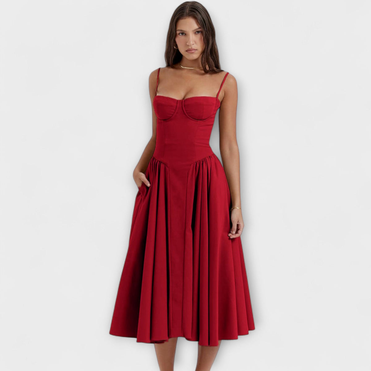 Rosalie - Robe Corset Sans Manches Vert Sauge