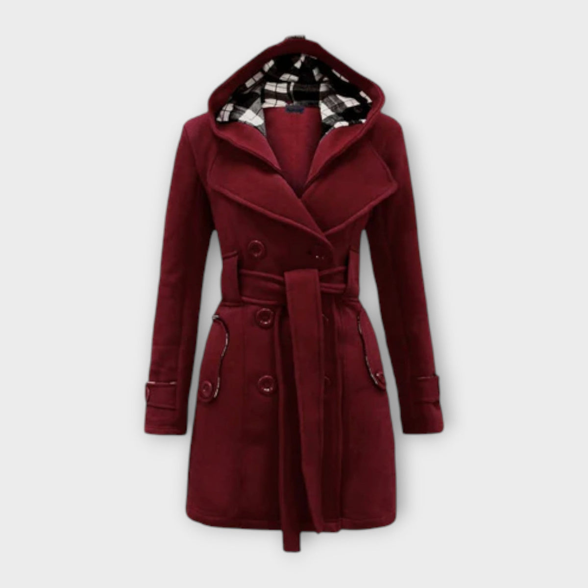 Evelyn - Manteau d'Hiver Chaud Gris à Capuche