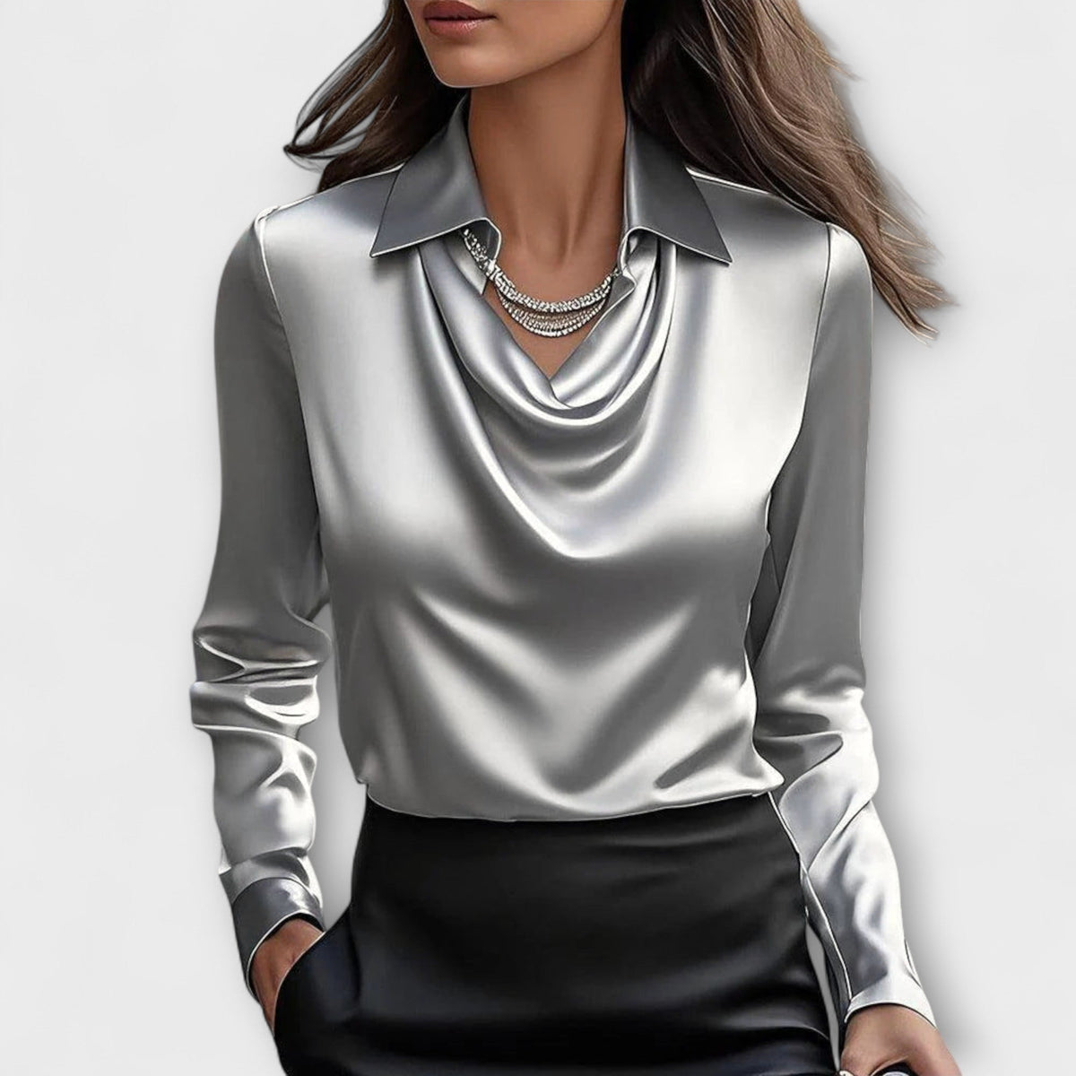 Meli - Chemisier Brillant Champagne Froncé