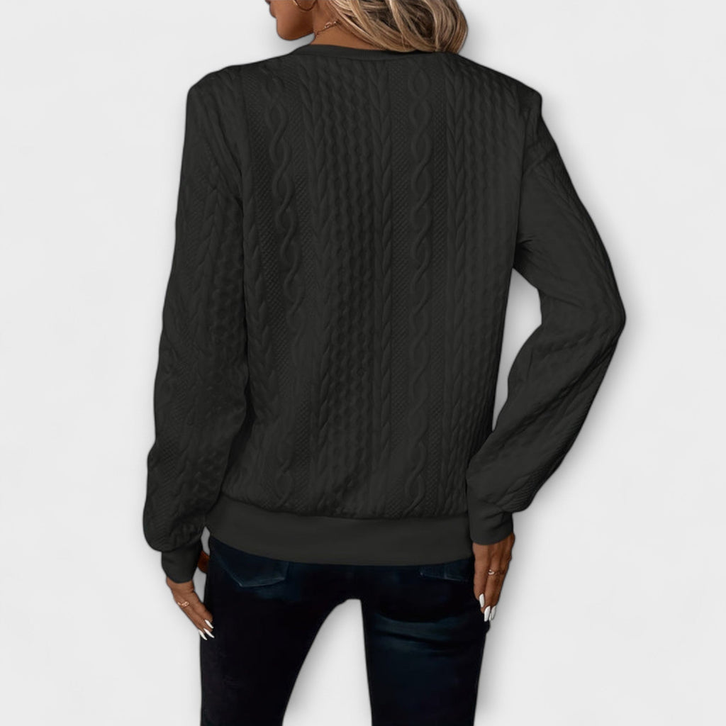 Joy - Pull Tricoté Élégant Blanc à Torsades