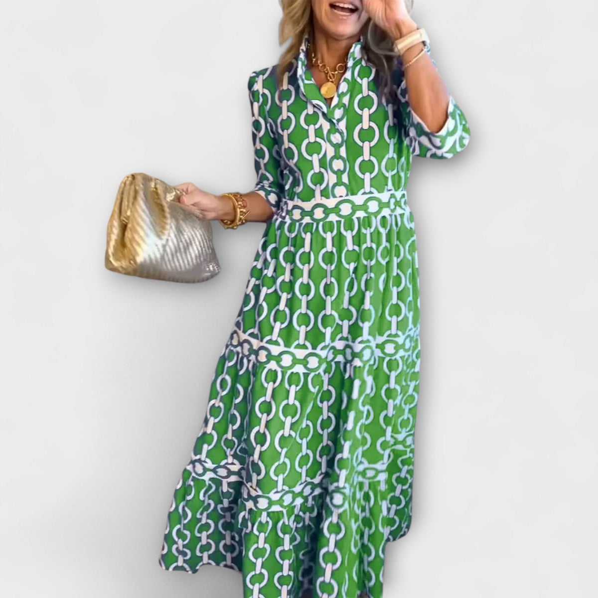 Juliette - Robe Midi à Motif Chaînes