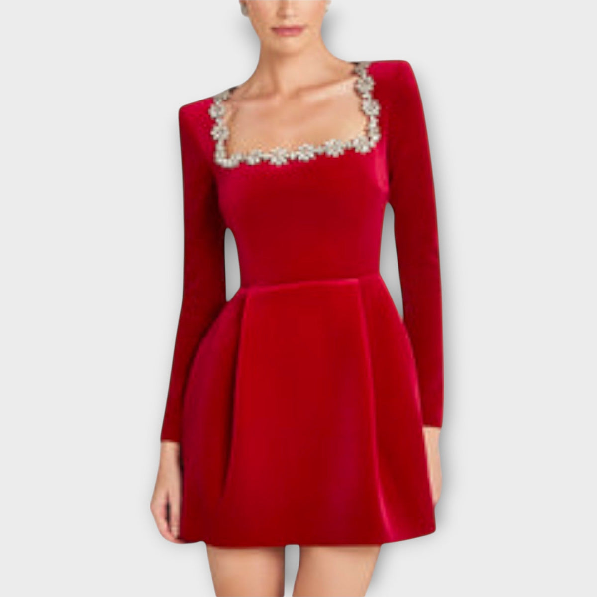 Wren - Mini-Robe en Velours Noir à Pierres Précieuses