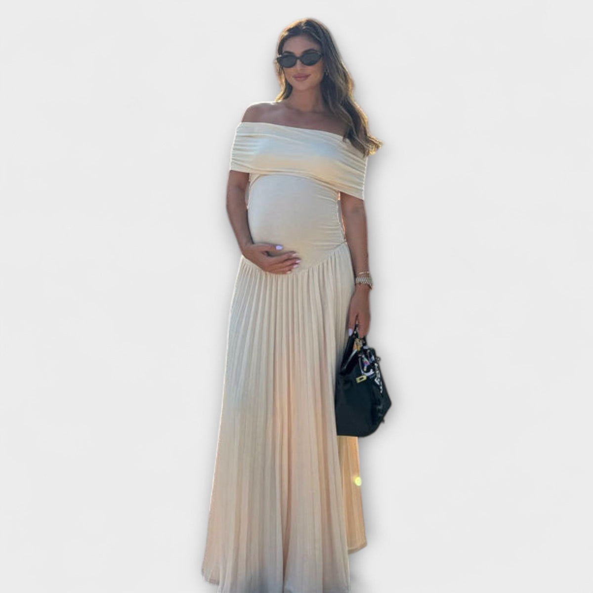 Amara - Robe de Grossesse Crème à Plis