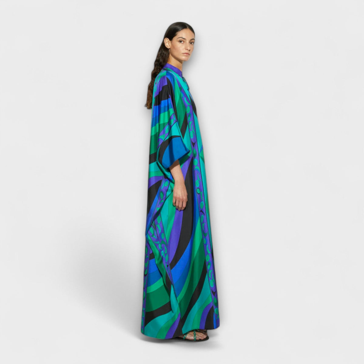 Harper - Kaftan en Satin Psychédélique Coloré