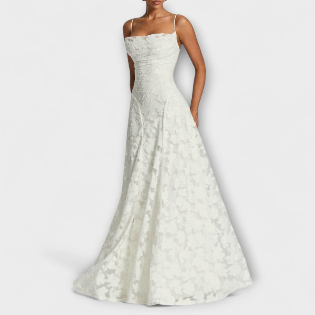 Emberly - Robe Longue Jacquard Blanche