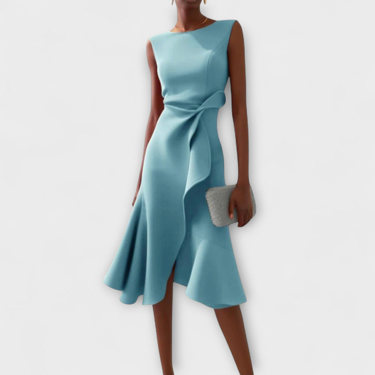 Juliette - Robe Midi Asymétrique Drapée Rouille