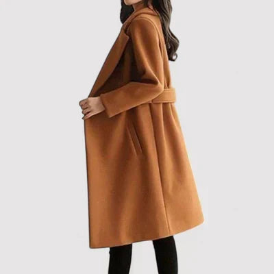 Clara - Manteau Beige à Ceinture