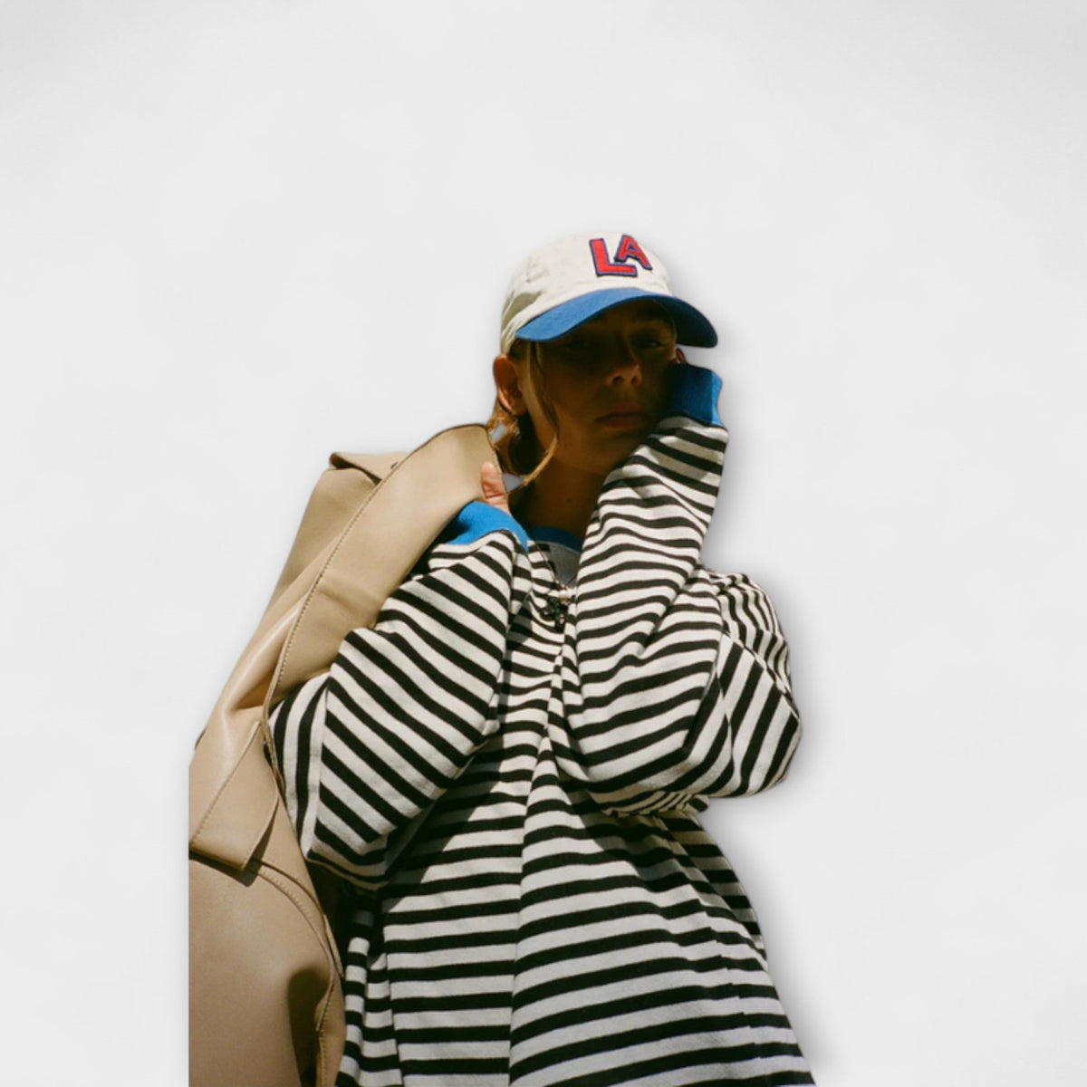 Marlene - Pull Oversize Bleu et Blanc à Rayures