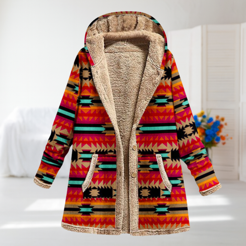 Giulia | Manteau à Motif Géométrique Ethnique