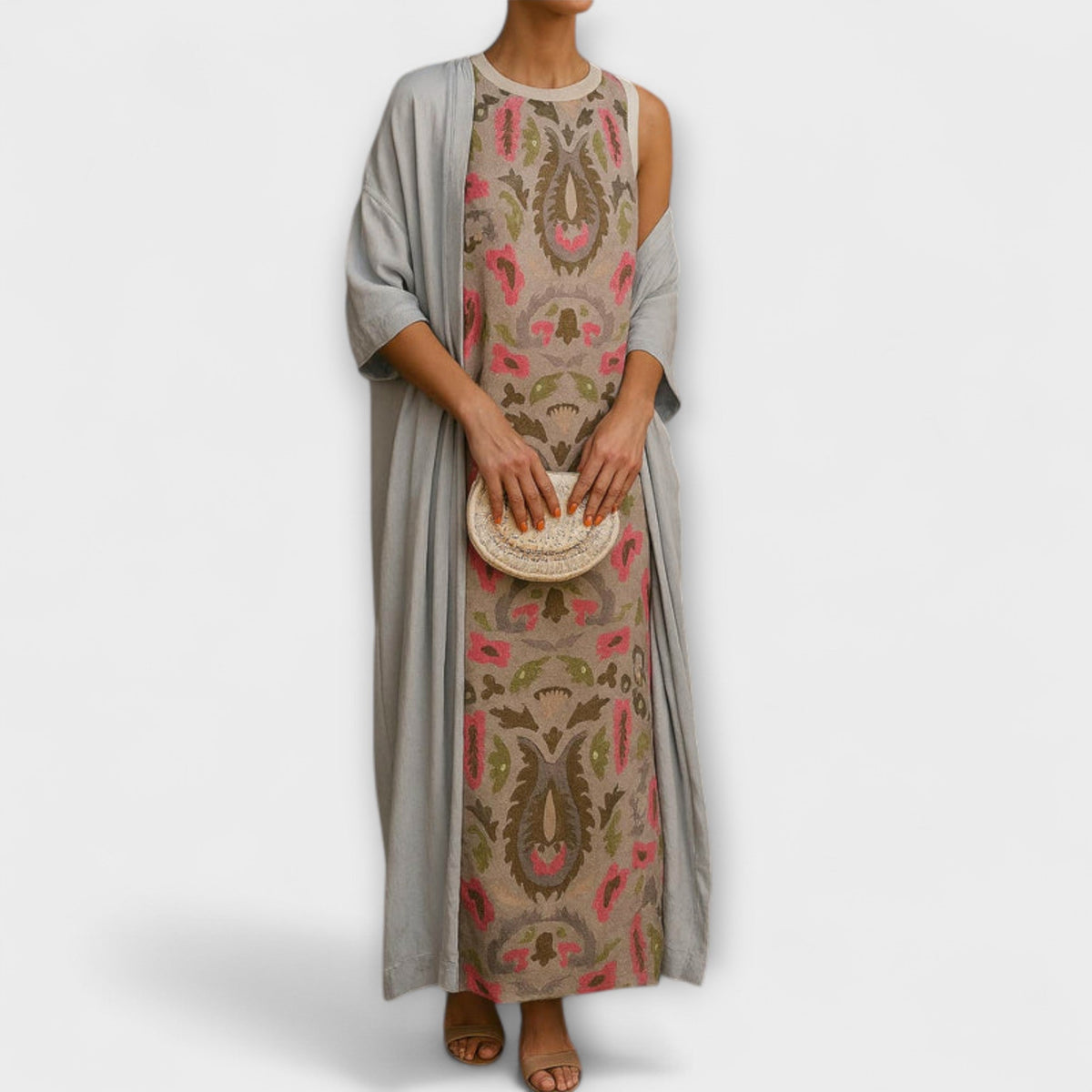 Raffaella - Robe Longue Colorée avec Étole Assortie