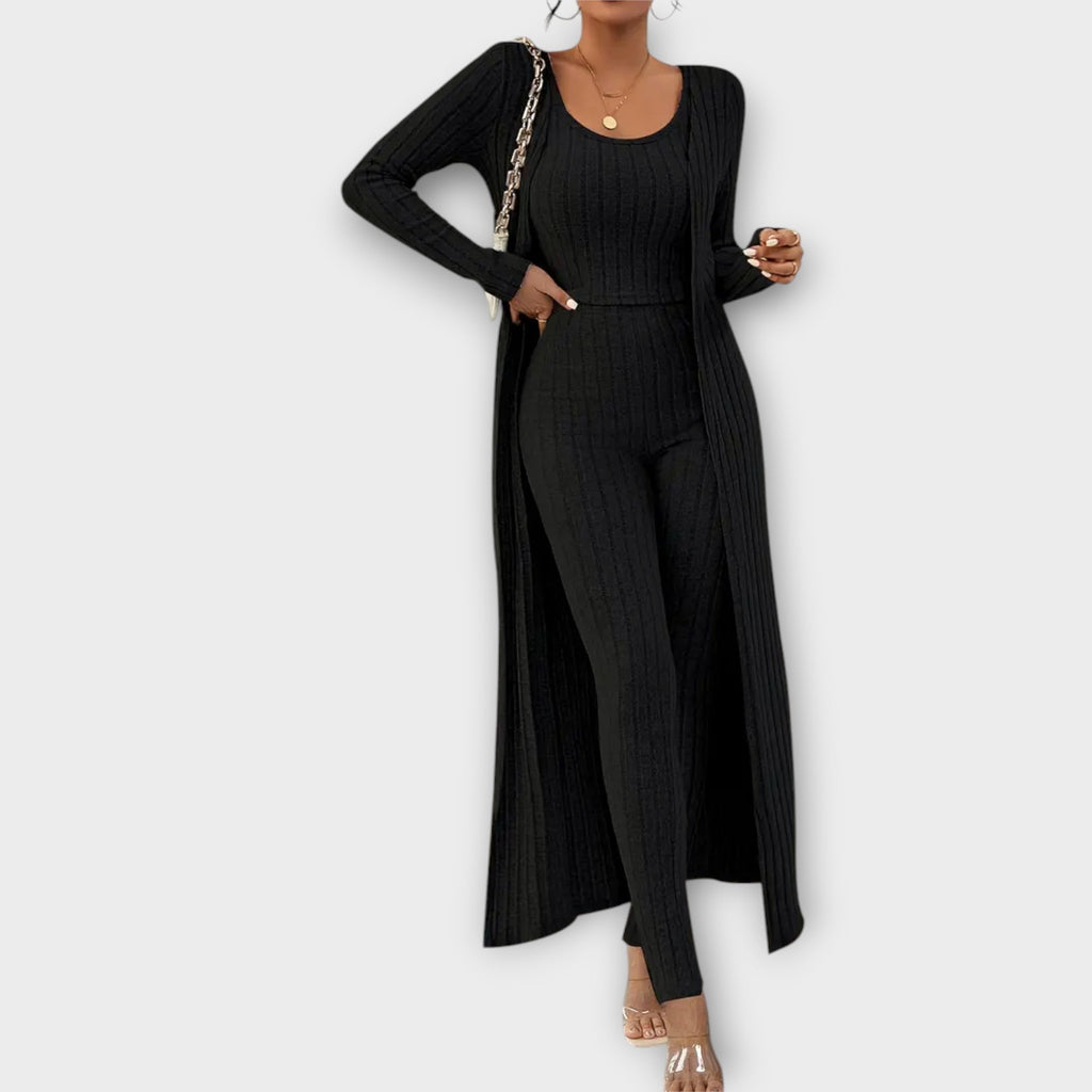 Elisa - Ensemble Tricoté 3 Pièces Noir