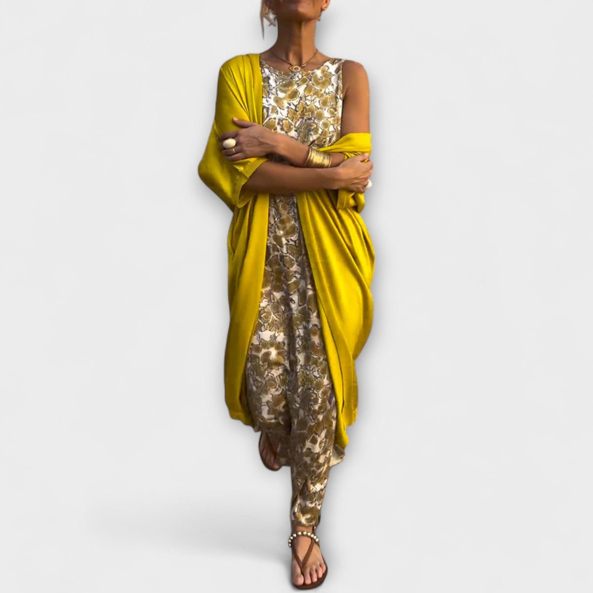 Viviana - Ensemble Élégant Pailleté Jaune