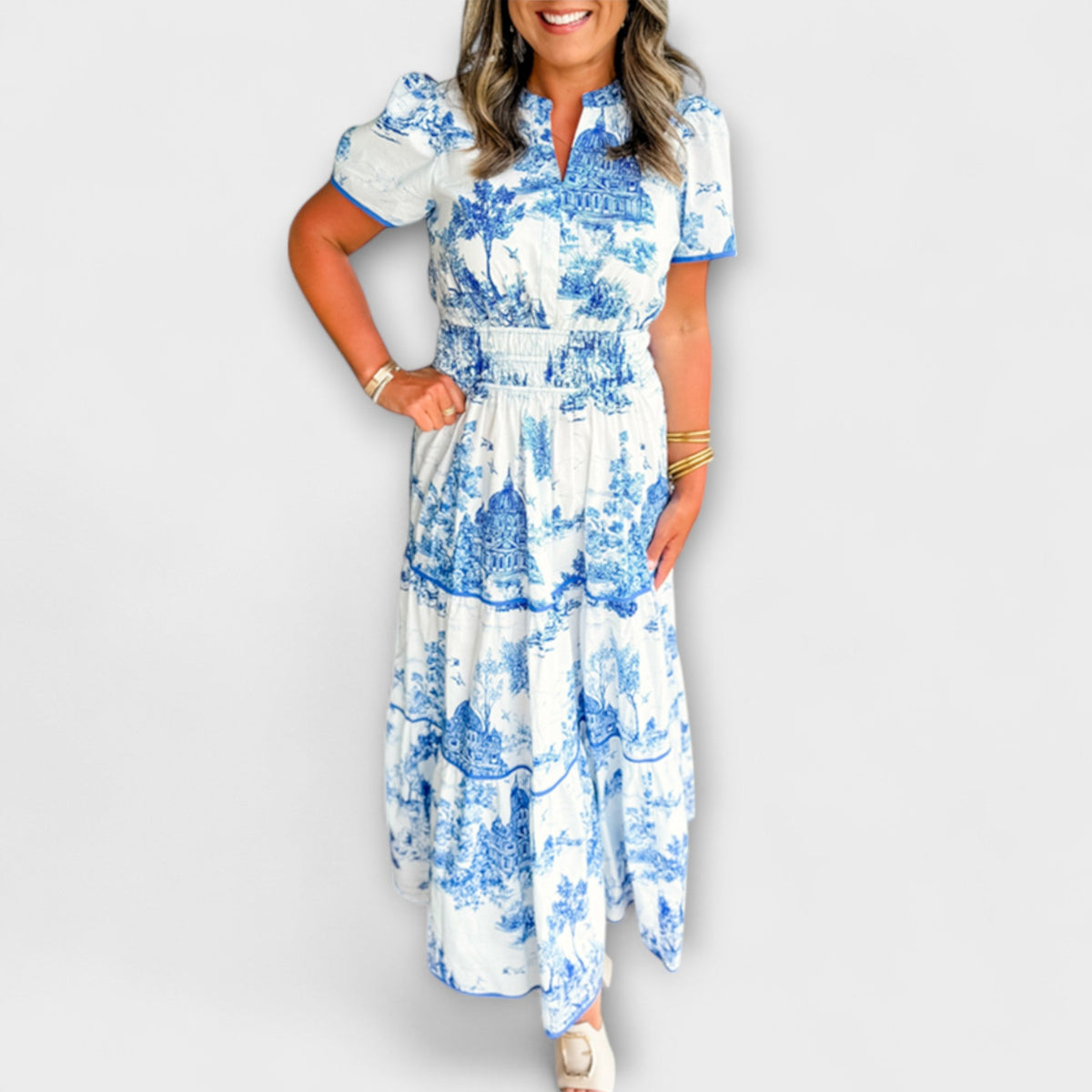 Eliza - Robe Longue en Toile Crème à Dentelle