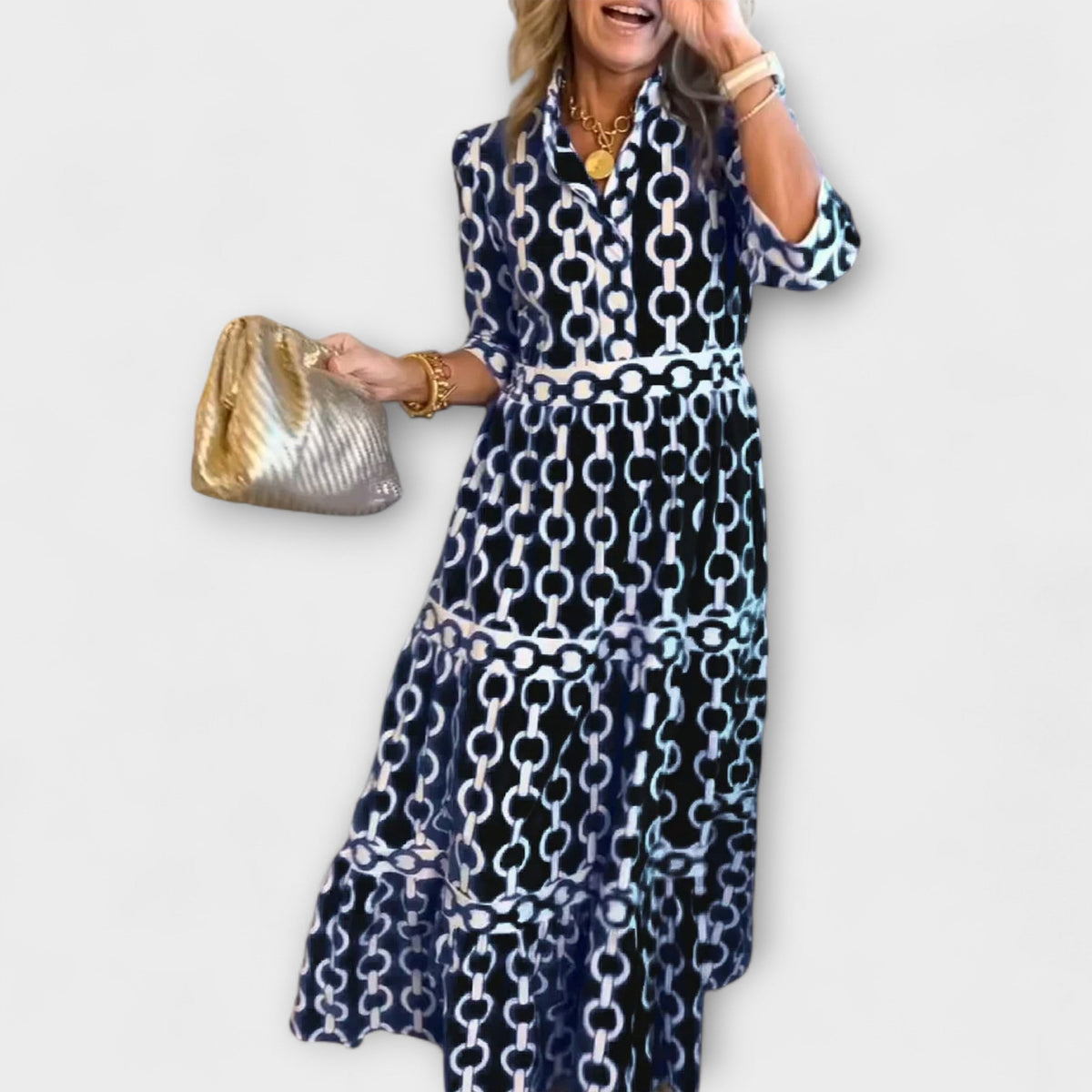 Juliette - Robe Midi à Motif Chaînes