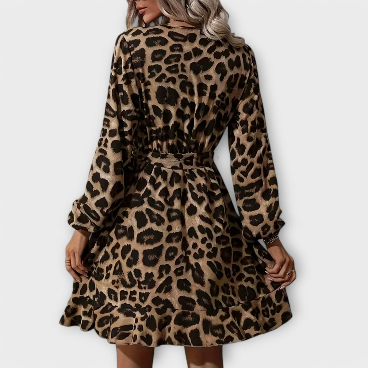 Robe Chic à Motif Léopard et Ceinture
