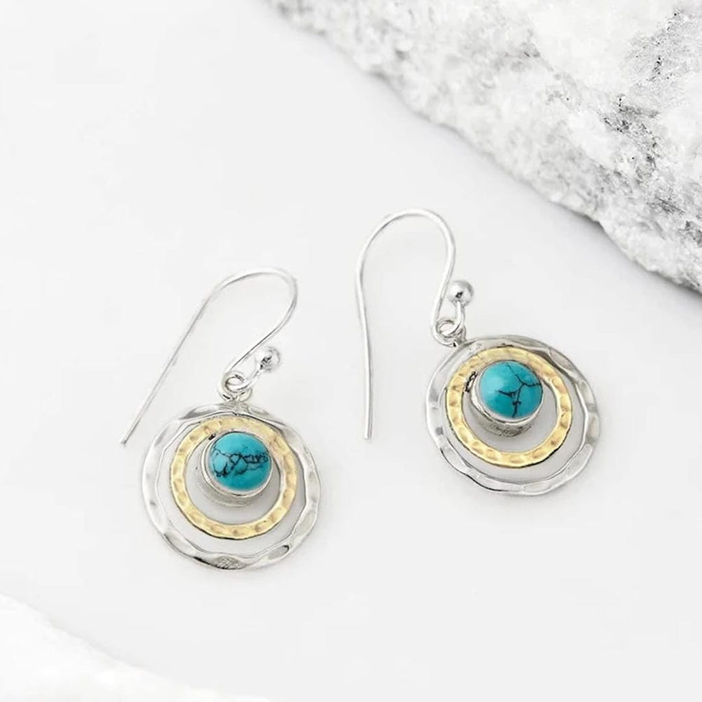 Boucles d’oreilles pendantes turquoise à anneaux