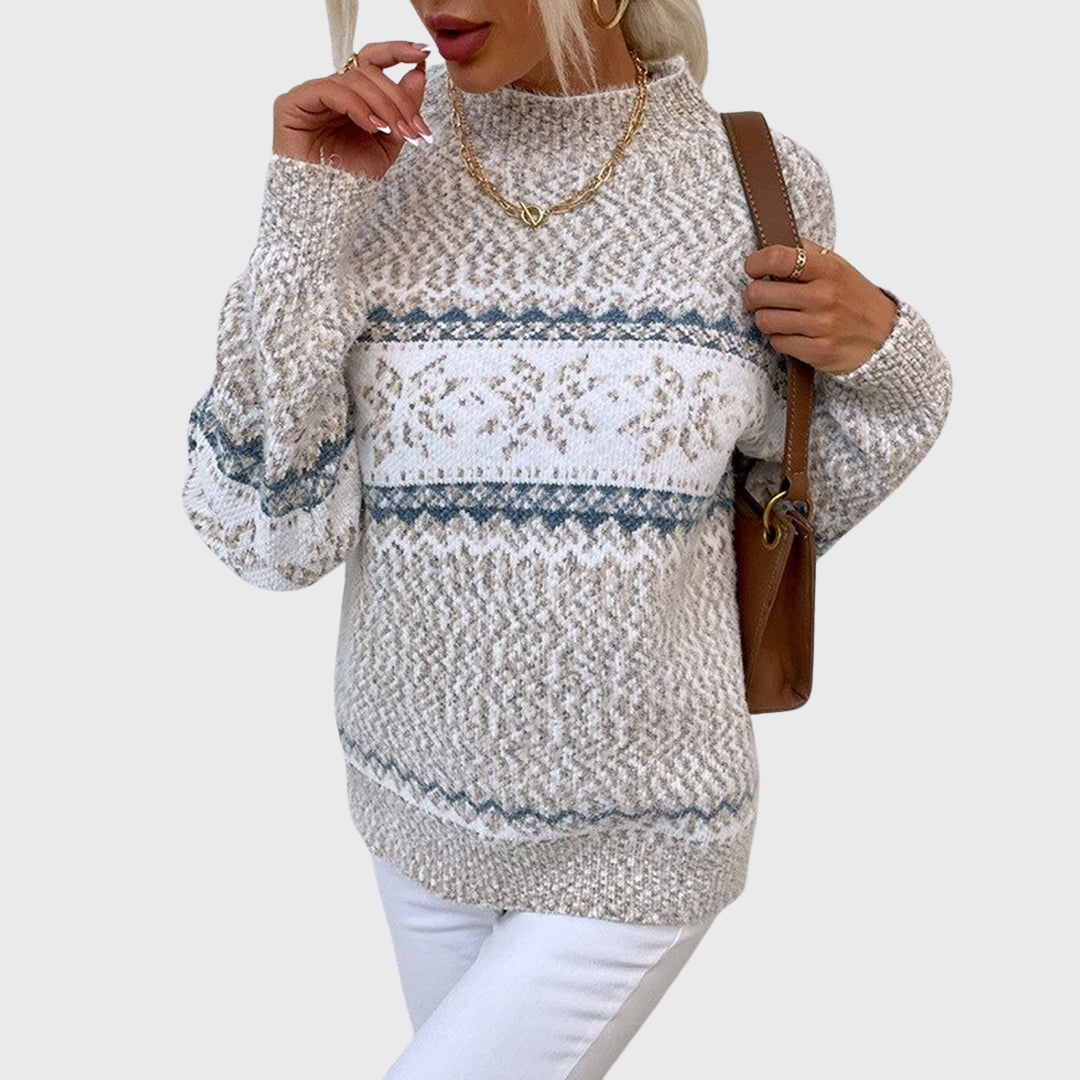 Kielo | Pull Vintage Bleu Clair à Motif Norvégien