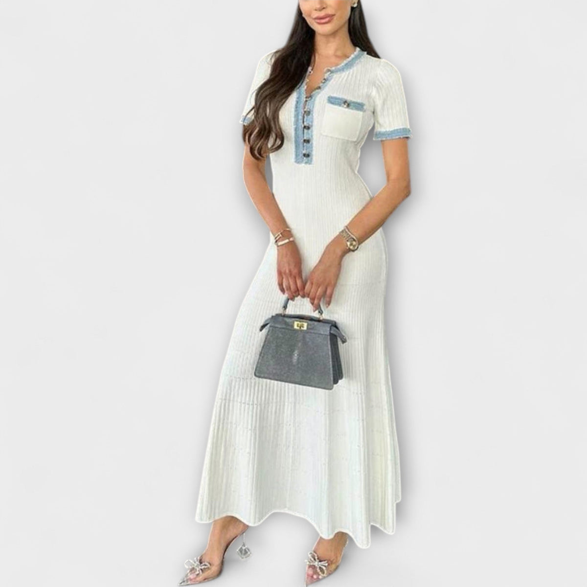 Alecia - Robe Longue Blanche Structurée