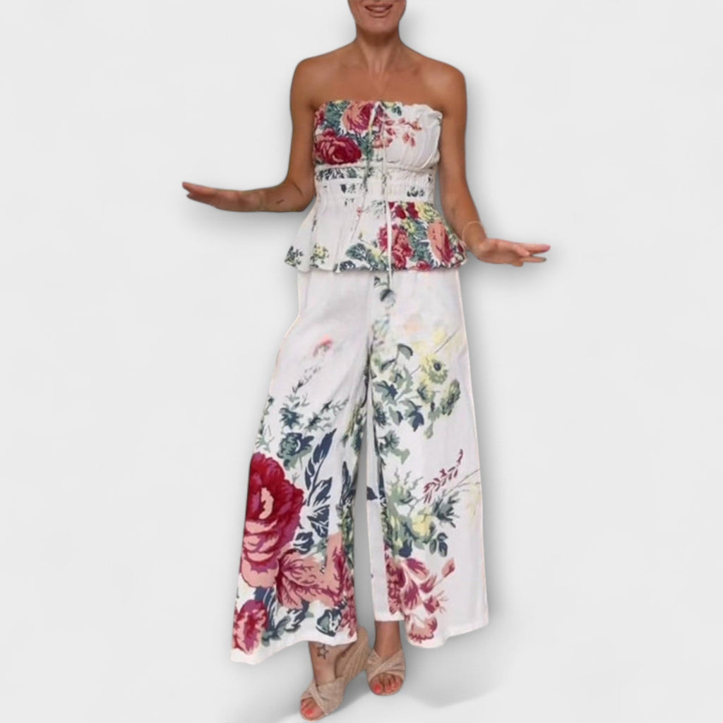Indigo - Ensemble Crème à Motif Fleuri