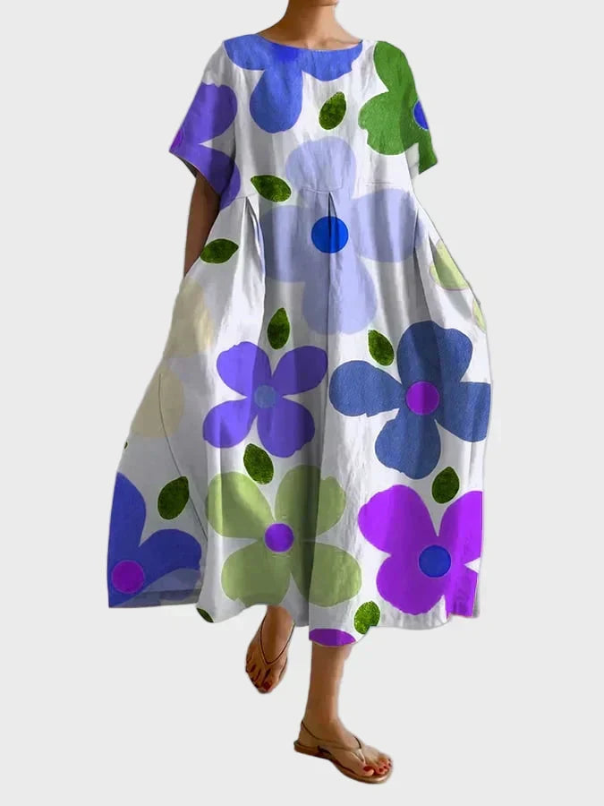 Robe Vert Citron à Motif Floral