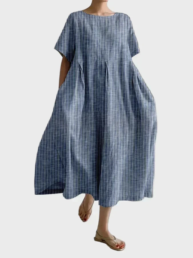 Robe en Lin Bleue Rayée